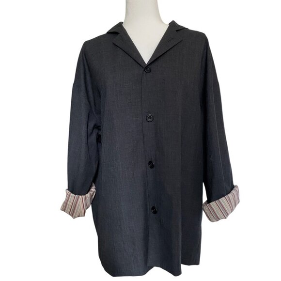 Eskandar Size 1 Grey Boxy Jacket / Tunic Top Wool Cashmere with Cotton Lining - Picture 3 of 8